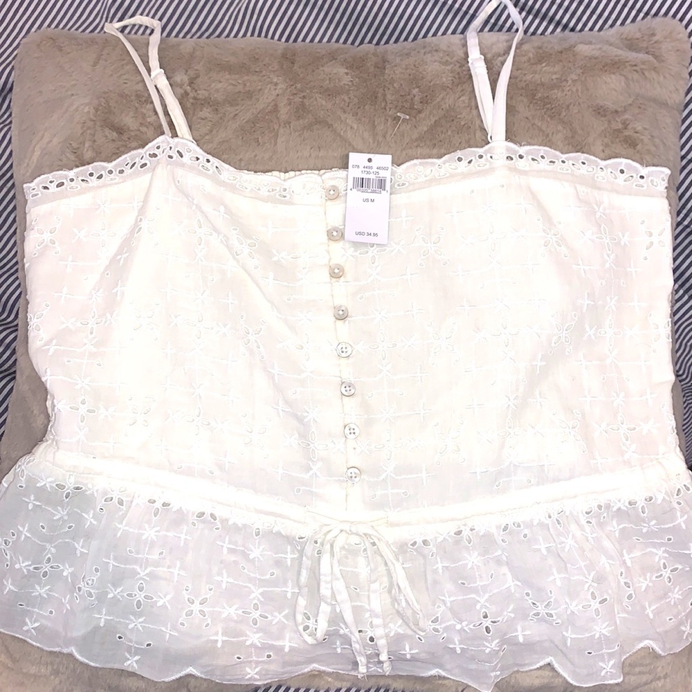 NWT Aerie Eyelet Tank Top White Medium